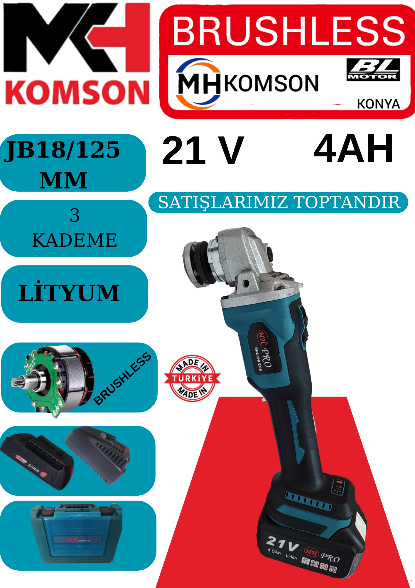 komson mhpro jb18/125mm akülü taşlama