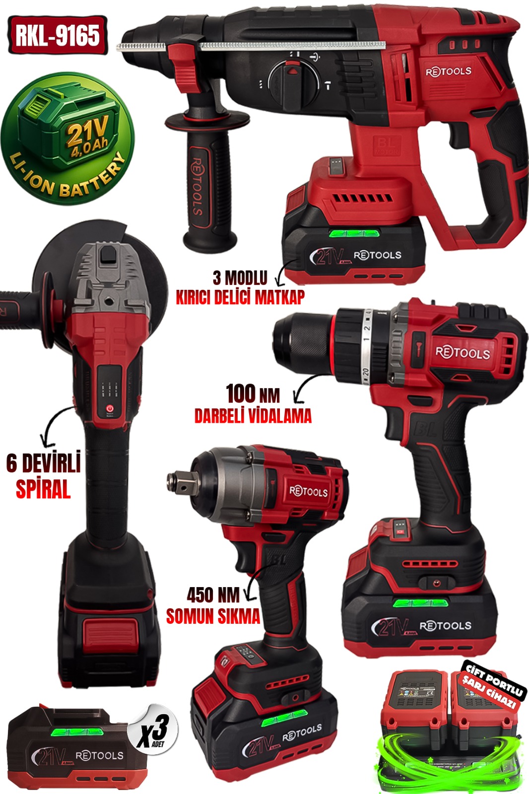 retools 4 lü set yedek parça