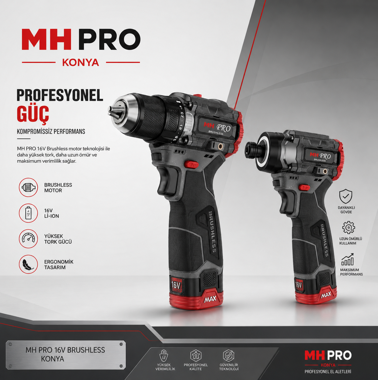 MHPRO GRW16B / GRW16 AKÜLÜ MATKAP TOTKLU VİDALAMA SETİ